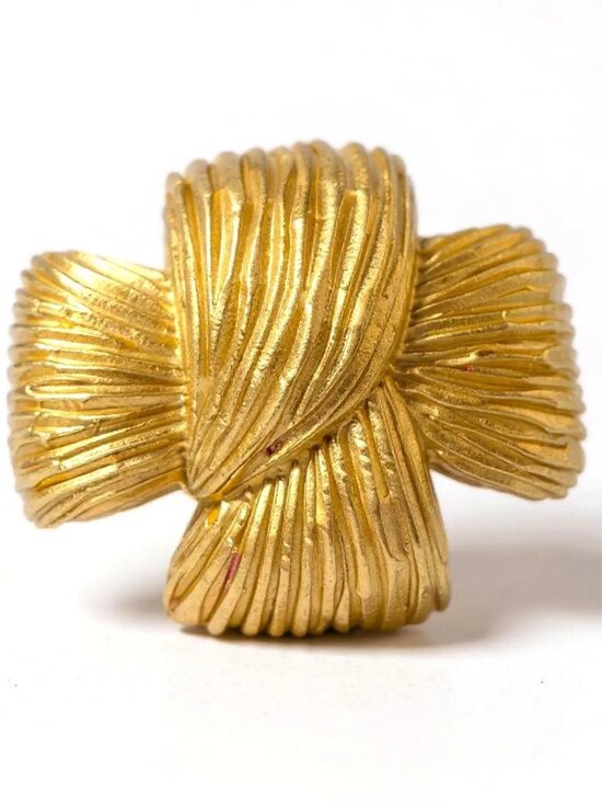 Vintage Givenchy Gold Bow Earrings Clip On Statement 80s Designer - Picture 3 of 4